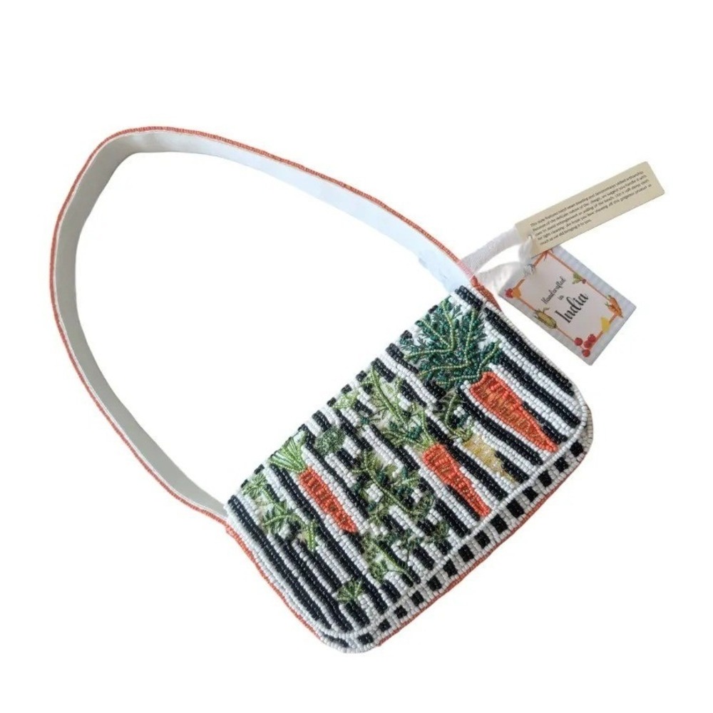 Handcrafted In India Viral Beaded Carrot Garden and Cake Shoulder Bag Purse NWT